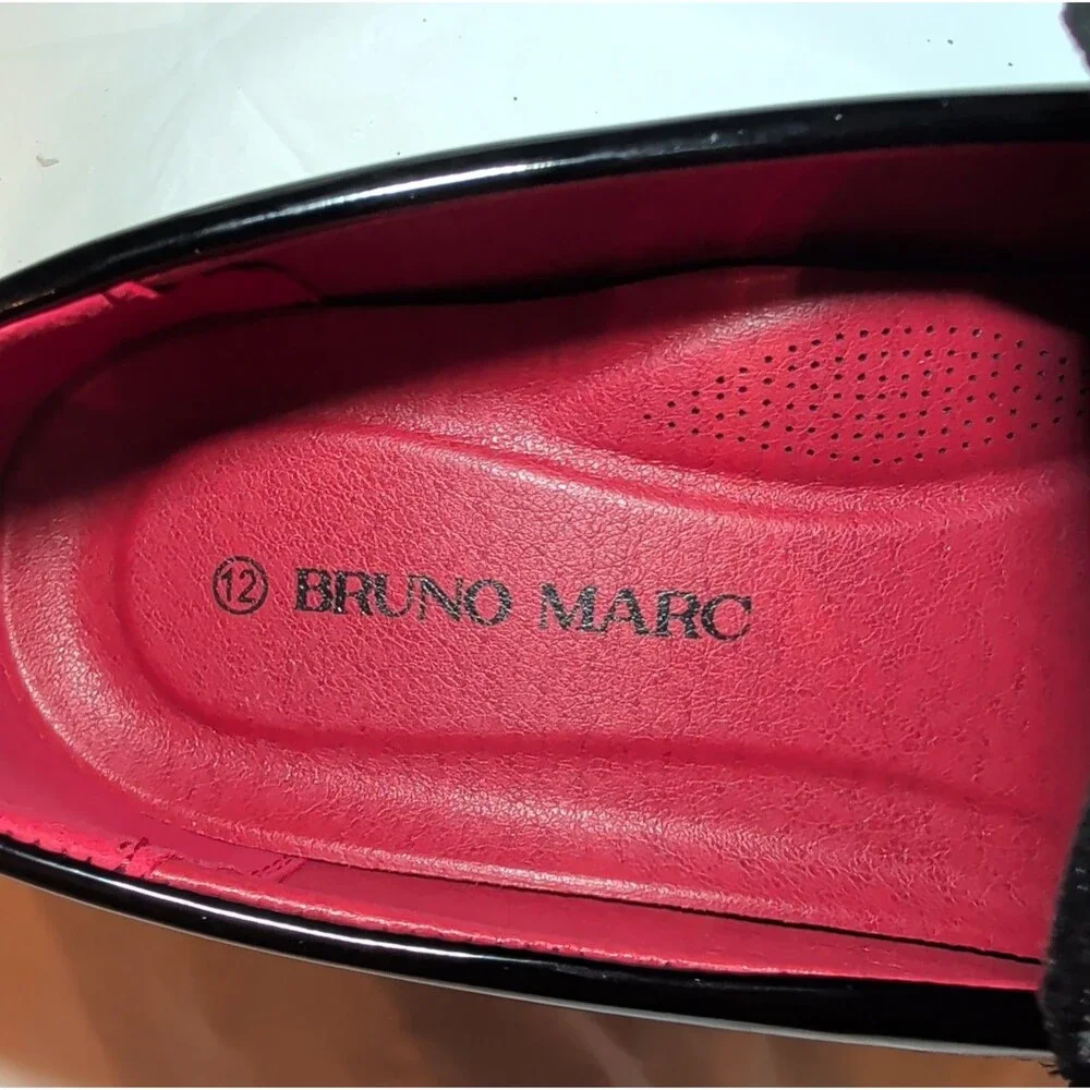 Bruno Marc Men Loafers Size 12 Tuxedo Velvet Patent Black Dress Shoes Slip On